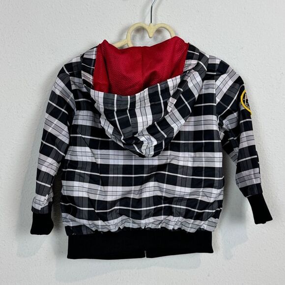 Coogi Black White Plaid Windbreaker Hoodie 2T - Picture 3 of 6